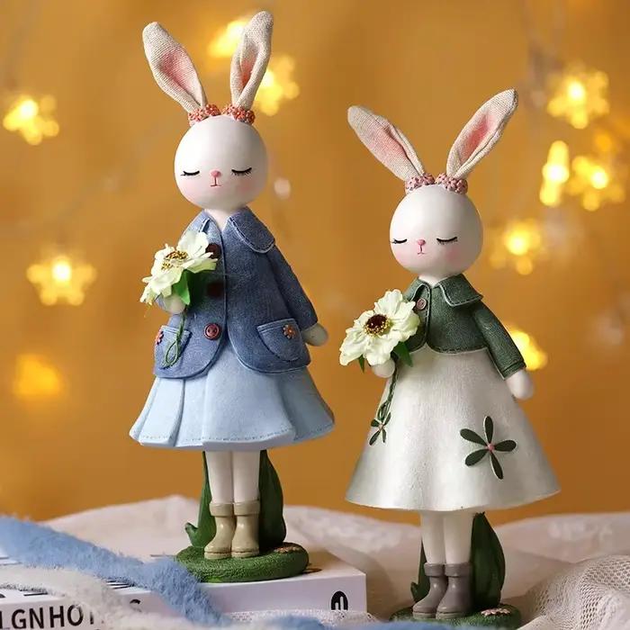 Ornements de table de lapin de dessin animé mignon pour la maison