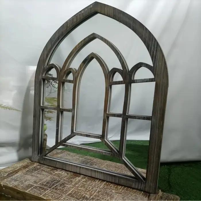 ‌ Miroir mural de campagne française – Accent suspendu Vintage en bois massif pour ferme