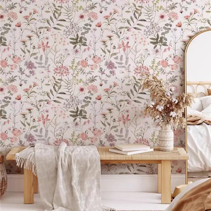 Papier peint floral de plantes françaises