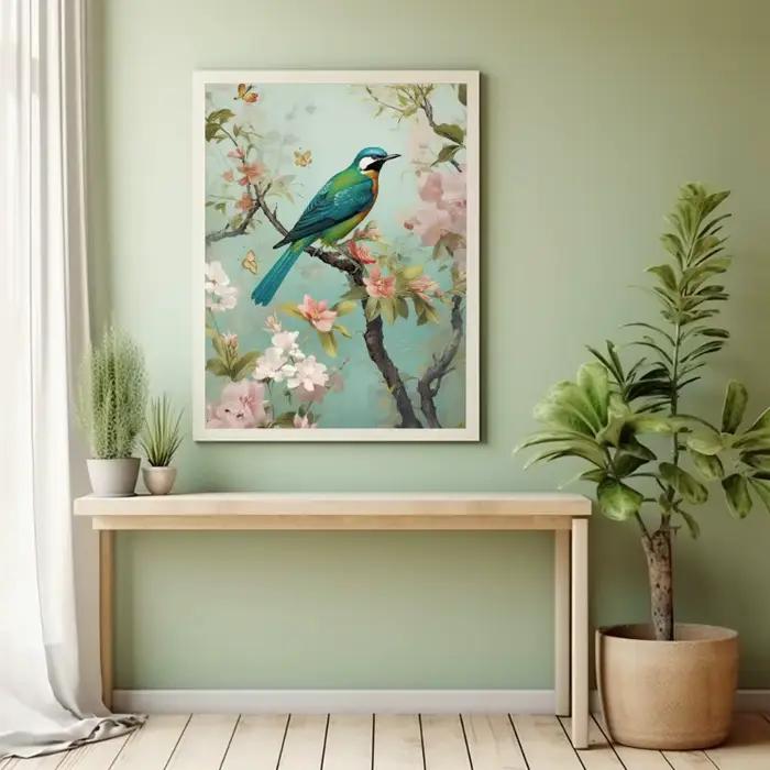 Chinoiserie traditionnelle oiseau et fleur perruche heron paysage affiche toile impression mur Art photos maison intérieur chambre décor