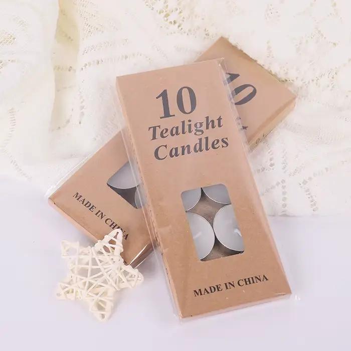 10 pièces/boîte bougie de cire de thé naturelle non parfumée blanche sans gouttes petite