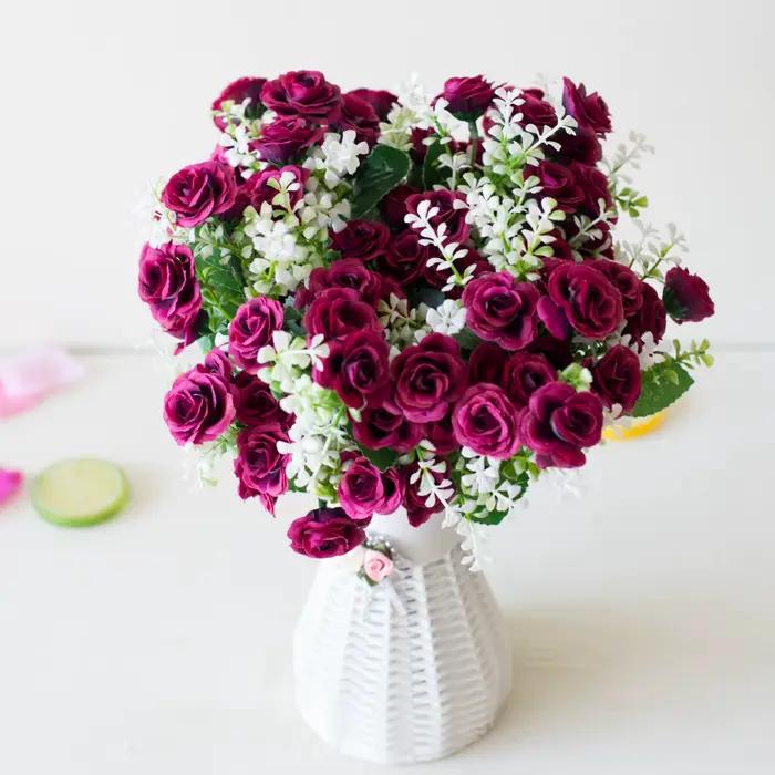 Mini Roses artificielles à 15 têtes