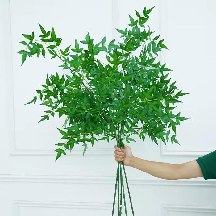 Branche Artificielle 126cm Feuilles de Bambou Vertes Décoration de Table Maison Fournitures de Photographie Matériel pour Arrangements Floraux Mariage C1803