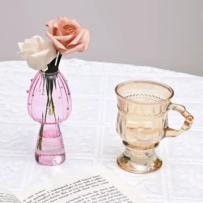 Vase en verre en forme de champignon, vase à fleurs transparent créatif, vase pour arrangement floral, accessoires de bureau, vase à fleurs hydroponique