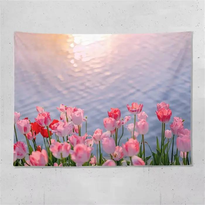 VIKAMA Tapisserie panoramique en forme de tulipe pour salon et chambre à coucher