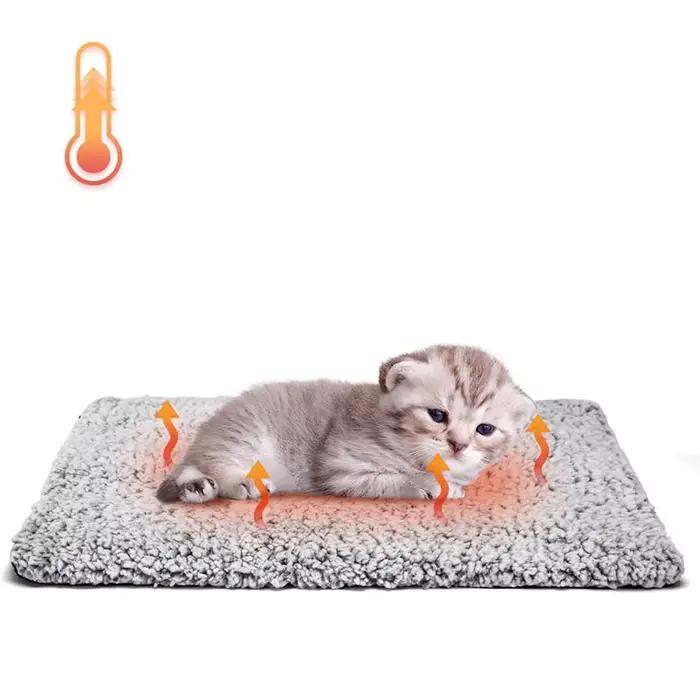 Coussin chauffant pour animaux de compagnie, couverture pour chiot, coussin chaud pour chats et chiens, lavable, avec noyau réfléchissant la chaleur corporelle