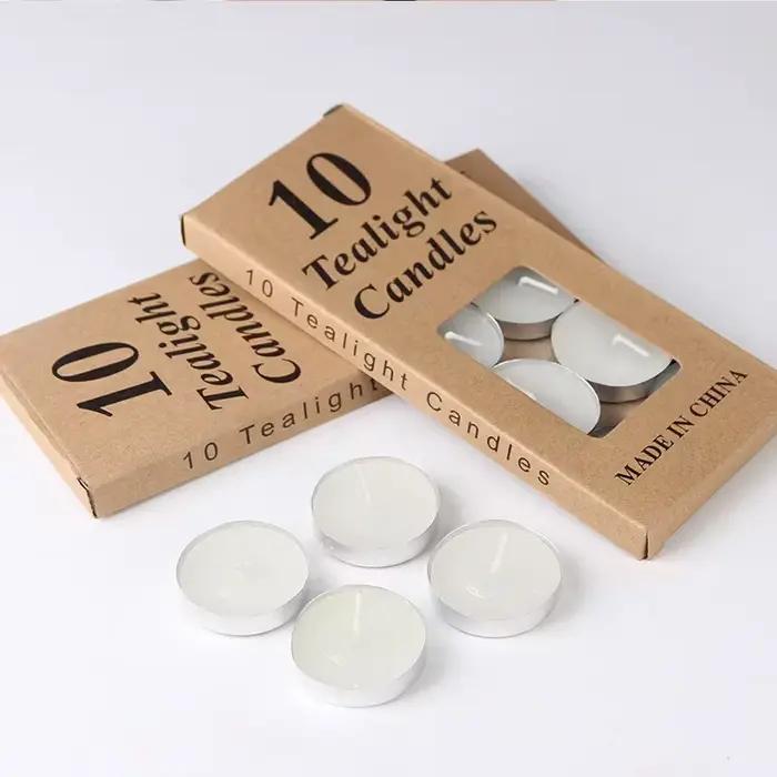 10 pièces/boîte bougie de cire de thé naturelle non parfumée blanche sans gouttes petite