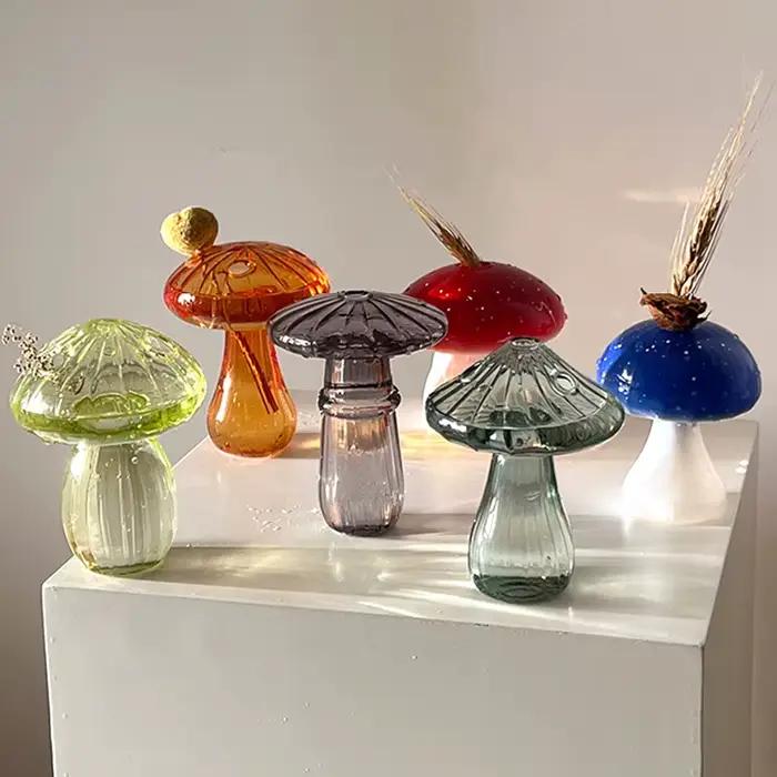 Vase en verre en forme de champignon, vase à fleurs transparent créatif, vase pour arrangement floral, accessoires de bureau, vase à fleurs hydroponique