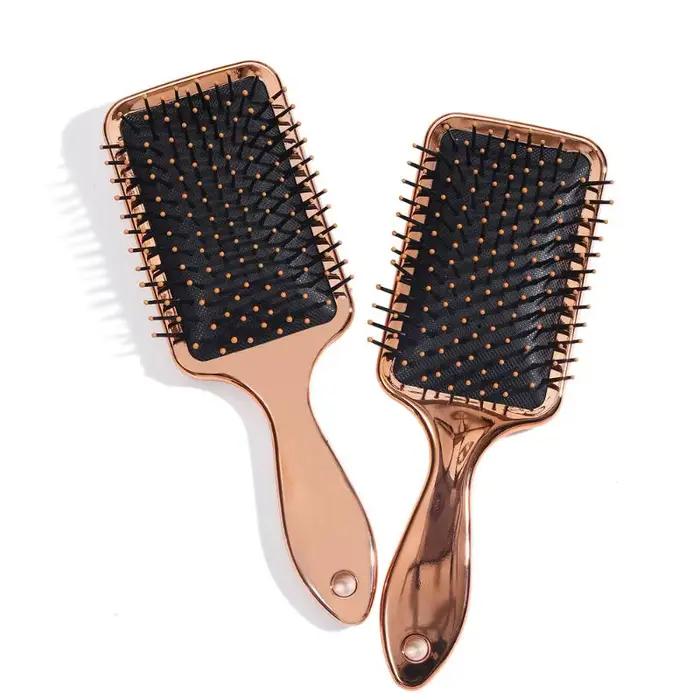 Peigne électroplaqué 1 pièce pour femmes, pour masser le cuir chevelu, ajoute du volume et lisse les cheveux, outil de coiffure