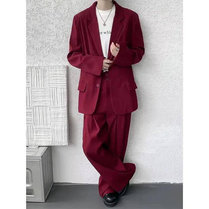 Ensemble de costume décontracté pour hommes, terno masculino de luxo, coupe ample, 2 pièces, épaulettes, tendance, Streetwear, nouveau pantalon jacker, 2025
