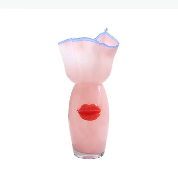 Vase en verre rouge flamboyant pour plantes hydroponiques, pots de fleurs, décoration de table, arrangement floral, vases floraux modernes, décoration esthétique de la pièce