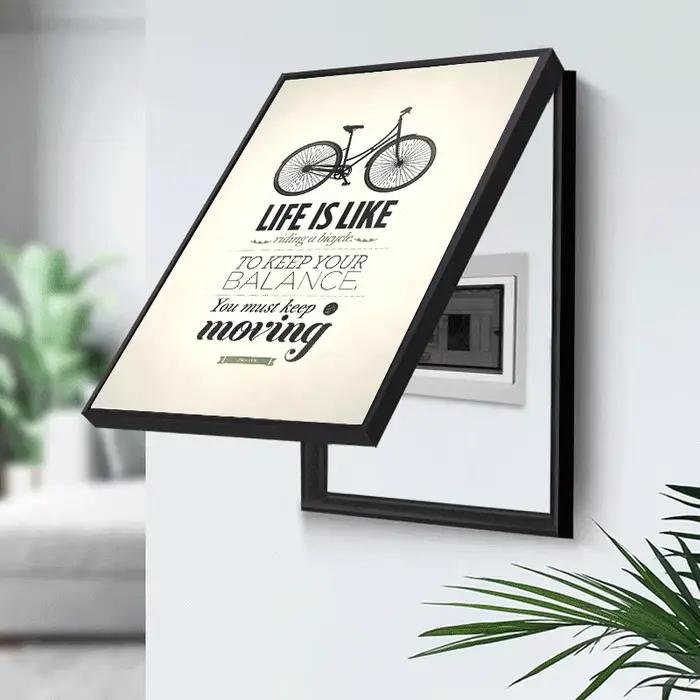 Décor à la main boîte électrique, décor de maison, affiches abstraites, peinture sur toile avec cadre noir, Art mural, salon