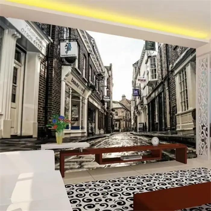 Papier peint personnalisé 3d ville française paysage peinture à l'huile salon TV fond