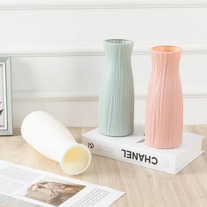 Vase en plastique minimaliste pour compositions florales séchées et fraîches, élégant et stable pour salon, bureau ou cuisine
