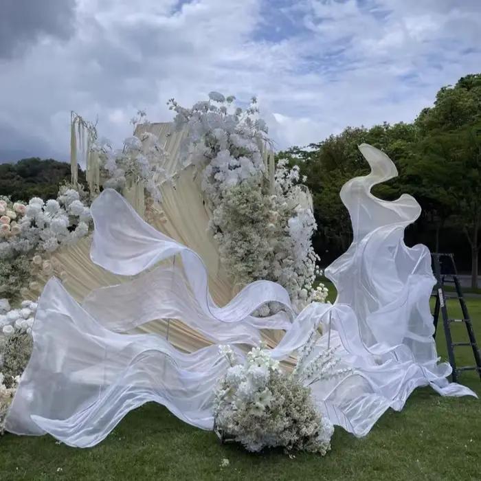 Décorations de mariage : Guirlandes géantes en organza floral, décoration suspendue pour salle de mariage, toile de fond pour fête d'anniversaire, aménagement de fenêtre