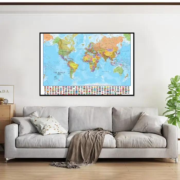Carte du monde en anglais 90x60cm