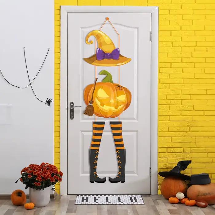 Décoration de fête d'halloween, chapeau magique citrouille, porte suspendue, scène de Festival fantôme, pendentifs de décoration, accessoires suspendus