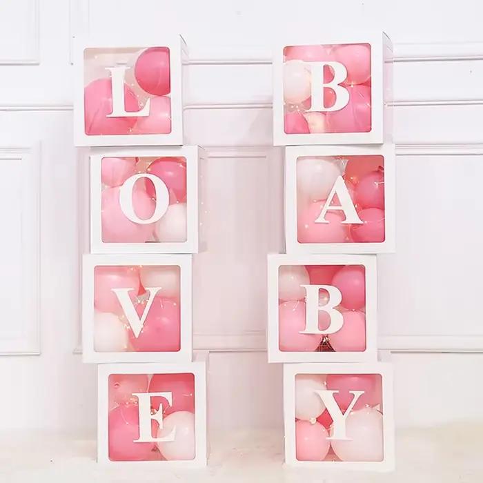 Boîte à lettres transparente personnalisée 25/30 cm A-Z pour décoration de fête de naissance fille, 1er anniversaire, mariage, ballons DIY pour enfants