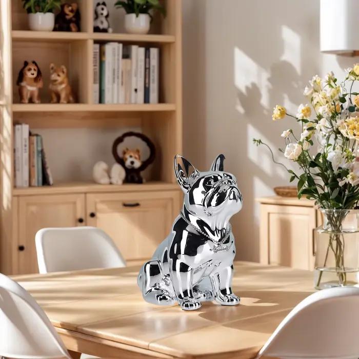 Statue de bouledogue français assis