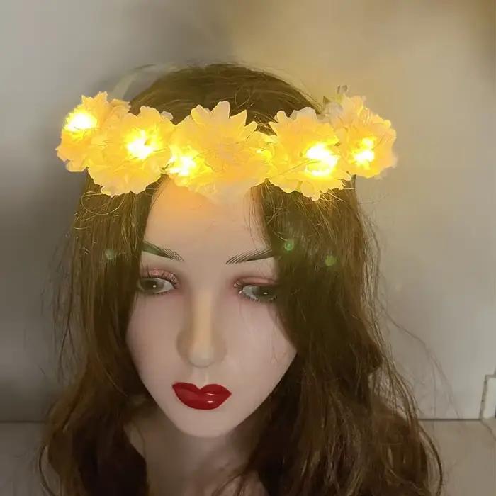 Couronne de guirlande de fleurs lumineuse