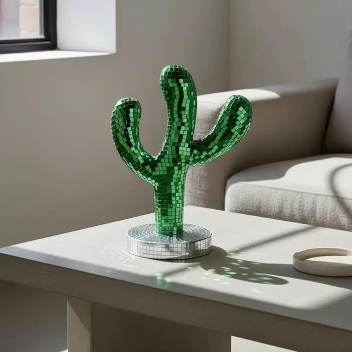 Statue de cactus miroir scintillant Disco Sphere