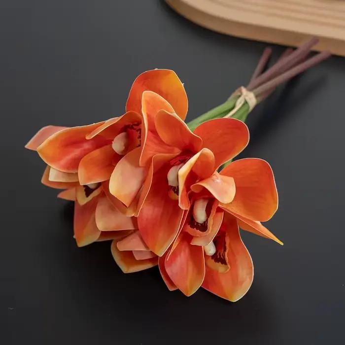1 Bouquet de 6 fleurs d'orchidées simulées pour décoration de mariage
