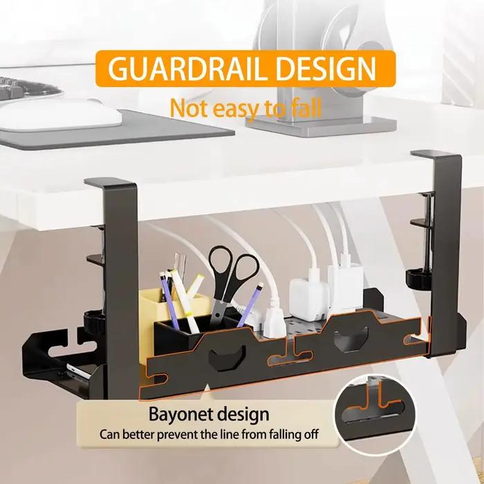 Support de rangement télescopique sous Table, plateau de gestion de câbles en métal, organisateur de fils de bureau à domicile, accessoires de rangement sans poinçonnage