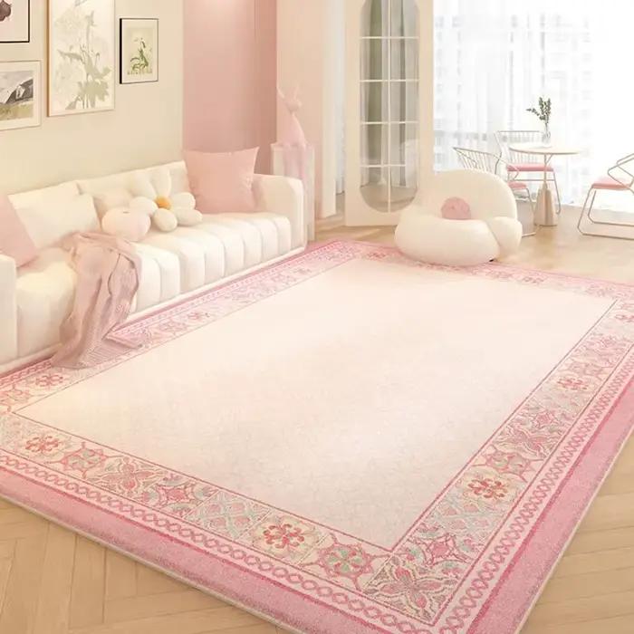 Tapis de salon à fleurs roses