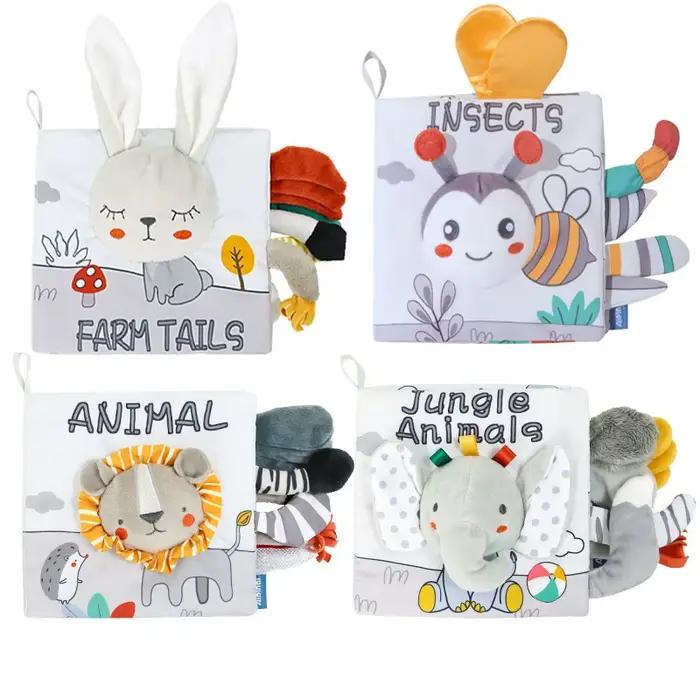 Livres doux pour bébé, toucher tactile 3D, livre en tissu à contraste élevé, apprentissage précoce, jouets de poussette sensorielle Montessori, cadeaux pour nourrissons et tout-petits