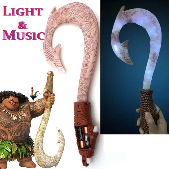 Accessoire de cosplay dessin animé Moana, hameçon de Maui lumineux, accessoires de jeu de rôle pour enfants, jouet pour fête d'anniversaire d'enfant