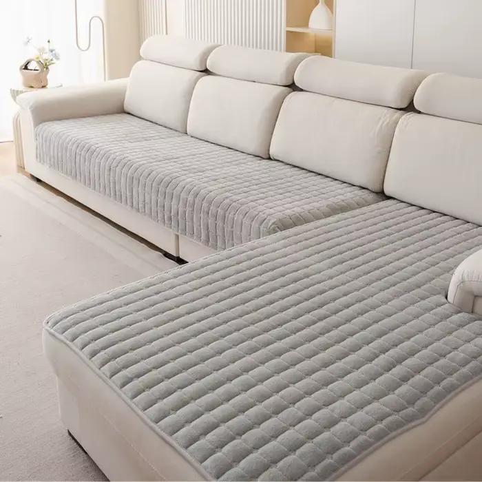 Coussin de canapé en velours épais à carreaux