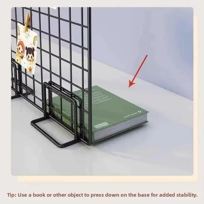 Support de rangement créatif en métal avec base pour panneau grillagé, présentoir de bureau pour grille de présentation