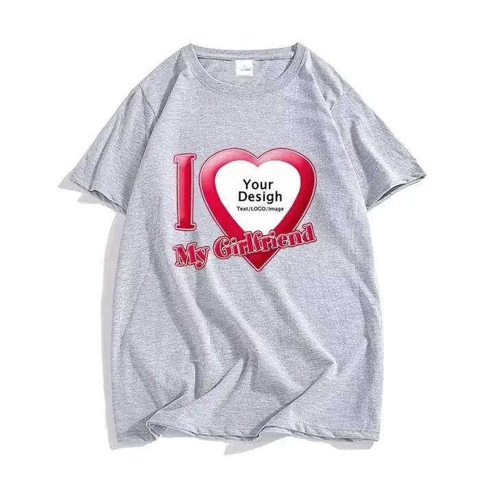 Bricolage j'aime mon petit ami petite amie T-shirt pour hommes femmes Photo personnalisée à manches courtes T-shirt hauts personnaliser T-shirt