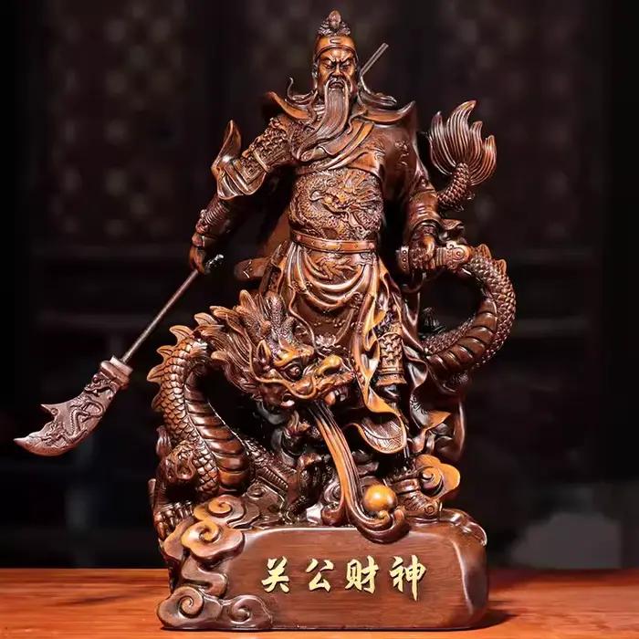 Statue de Guan Gong en résine grise claire pour décoration intérieure et cadeau historique pour femmes et hommes occasions spéciales