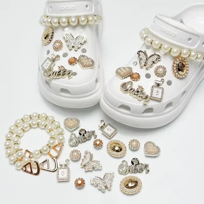 Ensemble de Breloques de Luxe en Strass et Cristal pour Chaussures, Collection Été 2026, Chaîne de Perles Élégante, Accessoires DIY pour Sabots, Décoration de Chaussures Designer pour Femmes