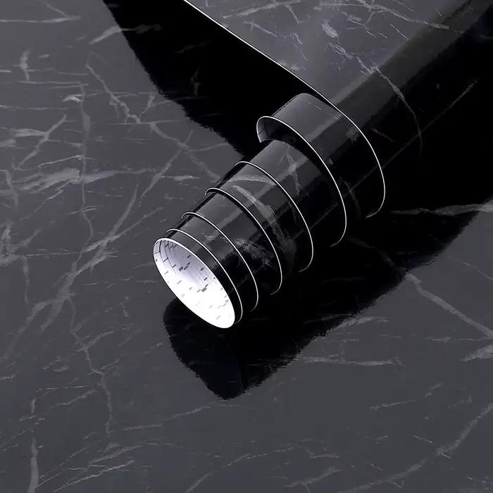 Autocollant de degré d'huile de marbre noir et blanc