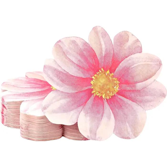 Serviettes en papier à fleurs roses