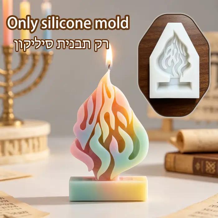 Moule en silicone Flamme Éternelle pour Hanouka et commémoration, Symbole de l'âme Neshama, Art spirituel juif, Feu 3D superposé