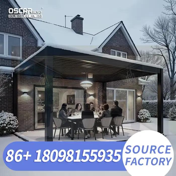 Pergola en aluminium à toit à persiennes isolé, résistant au vent et écologique, imperméable, pour jardins, cours et patios aux États-Unis