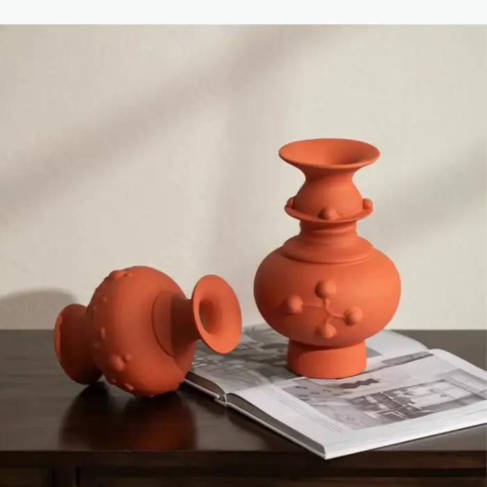 Petit vase en céramique à ouverture étroite, ornement artistique, ustensiles pour fleurs, vases décoratifs, arrangement de fleurs, vase pour fleurs séchées, vases hydroponiques