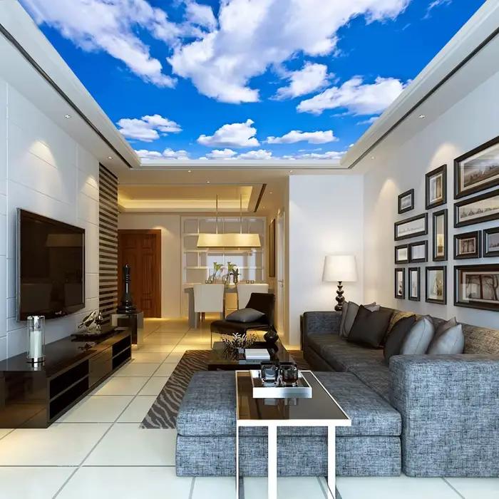 Papier peint mural 3D nuages bleus ciel et blancs pour salon chambre enfants et mariage ```
