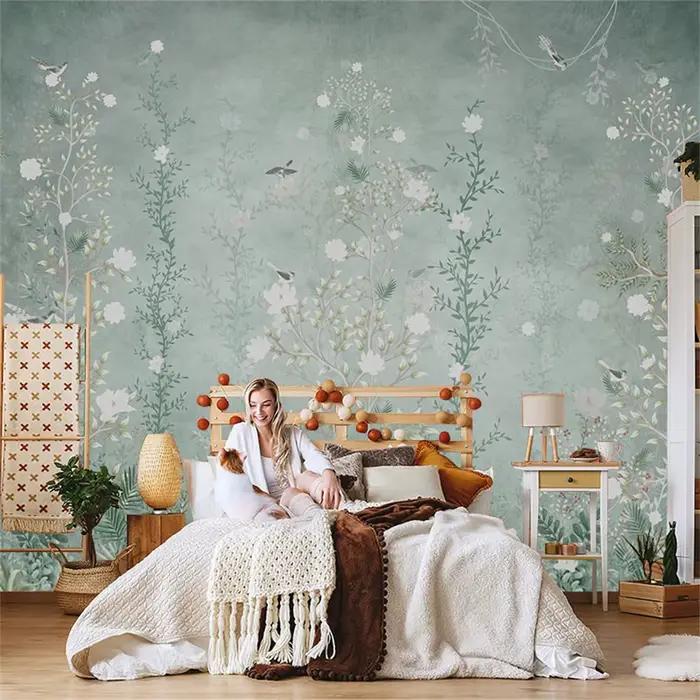 Papier peint personnalisé pour chambre à coucher, style rétro américain, toile de fond TV française, papier peint forêt rétro, fournitures de peinture et de traitement, fond décoratif