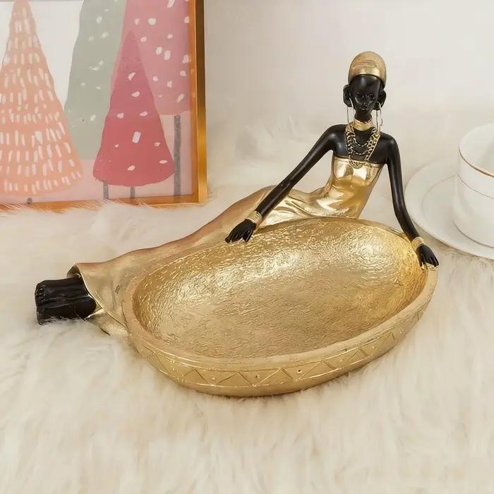 Sculpture de femme en résine de Style africain, décor avec boîte de rangement, décoration Tribal artisanale pour la maison, organisateur en résine, rangement de bijoux pour la maison
