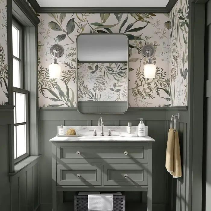 Papier peint feuilles vertes pastel Pixel&Wall résistant à l'humidité et aux moisissures pour cuisine chambre enfant étude salon装饰墙面的自然绿色叶状壁纸，适用于厨房、卧室、儿童房、书房和客厅，具有防潮、防霉特性，为家庭创造健康环境。