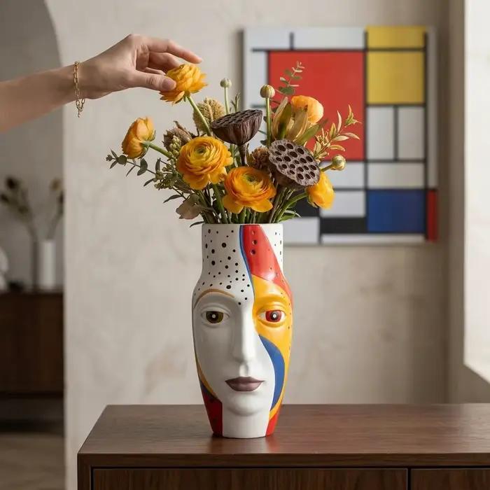 Vase en résine vitreuse figuratif abstrait moderne pour décoration intérieure artisanale vase de table pour femmes et occasions spéciales