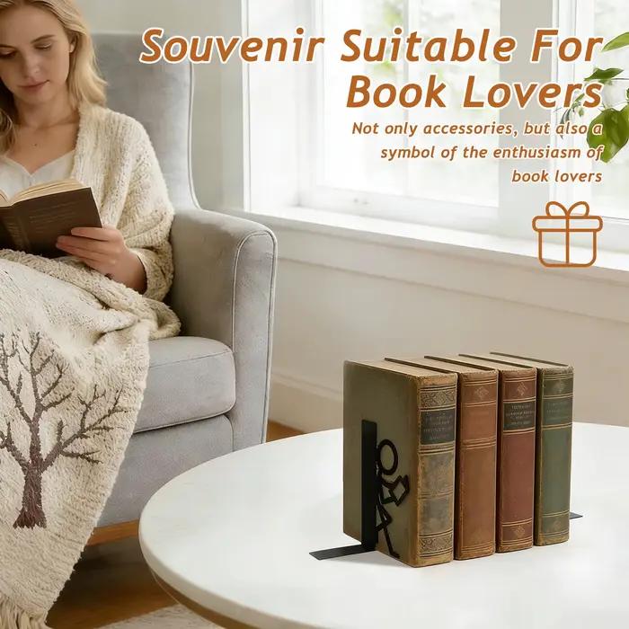 Lot de 2 serre-livres de bureau décoratifs en métal