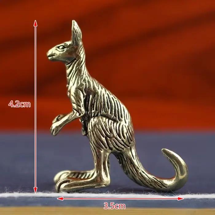 Sculpture de kangourou en laiton décorative /KQM/ Figurine d'animal vintage plaquée or pour bureau Haute qualité