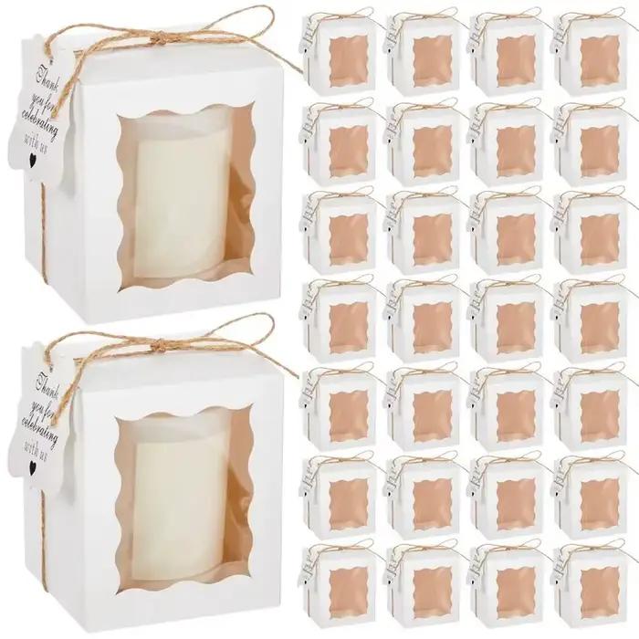 Boîte cadeau de bougie pour fêtes d'anniversaire mariage et autres occasions spéciales carton blanc kaki multi 8x11cm 9x12cm pliable et personnalisable