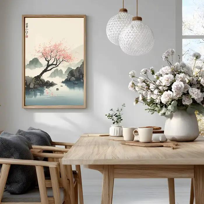 Affiche imprimée sur toile de fleur de cerisier japonaise