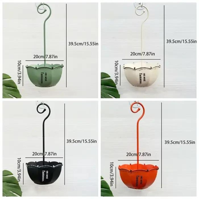 Pot de fleurs suspendu créatif vintage en forme de parapluie, style européen, pour fermes, décoration extérieure en fer forgé